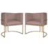 Kit 2 Poltronas Dália Luxo Moderna Estofada Design Sofisticado com Base de Ferro Dourado Linho Rose