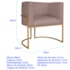 Kit 2 Poltronas Dália Luxo Moderna Estofada Design Sofisticado com Base de Ferro Dourado Linho Rose