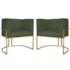 Kit 2 Poltronas Dália Luxo Moderna Estofada Design Sofisticado com Base de Ferro Dourado Linho Verde