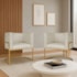 Kit 2 Poltronas Dália Luxo Moderna Estofada Design Sofisticado com Base de Ferro Dourado Suede Bege