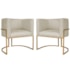 Kit 2 Poltronas Dália Luxo Moderna Estofada Design Sofisticado com Base de Ferro Dourado Suede Bege
