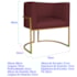 Kit 2 Poltronas Dália Luxo Moderna Estofada Design Sofisticado com Base de Ferro Dourado Suede Bordo