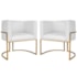 Kit 2 Poltronas Dália Luxo Moderna Estofada Design Sofisticado com Base de Ferro Dourado Suede Branco