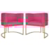 Kit 2 Poltronas Dália Luxo Moderna Estofada Design Sofisticado com Base de Ferro Dourado Suede Pink