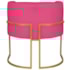 Kit 2 Poltronas Dália Luxo Moderna Estofada Design Sofisticado com Base de Ferro Dourado Suede Pink