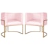 Kit 2 Poltronas Dália Luxo Moderna Estofada Design Sofisticado com Base de Ferro Dourado Suede Rosa Bebê