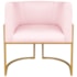 Kit 2 Poltronas Dália Luxo Moderna Estofada Design Sofisticado com Base de Ferro Dourado Suede Rosa Bebê