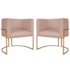 Kit 2 Poltronas Dália Luxo Moderna Estofada Design Sofisticado com Base de Ferro Dourado Suede Rose