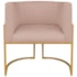 Kit 2 Poltronas Dália Luxo Moderna Estofada Design Sofisticado com Base de Ferro Dourado Suede Rose