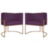 Kit 2 Poltronas Dália Luxo Moderna Estofada Design Sofisticado com Base de Ferro Dourado Suede Roxo