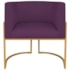Kit 2 Poltronas Dália Luxo Moderna Estofada Design Sofisticado com Base de Ferro Dourado Suede Roxo