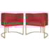 Kit 2 Poltronas Dália Luxo Moderna Estofada Design Sofisticado com Base de Ferro Dourado Suede Vermelho