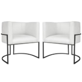 Kit 2 Poltronas Dália Luxo Moderna Estofada Design Sofisticado com Base de Ferro Preto Bouclé Branco