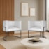 Kit 2 Poltronas Dália Luxo Moderna Estofada Design Sofisticado com Base de Ferro Preto Corano Branco