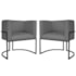 Kit 2 Poltronas Dália Luxo Moderna Estofada Design Sofisticado com Base de Ferro Preto Corano Cinza