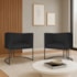 Kit 2 Poltronas Dália Luxo Moderna Estofada Design Sofisticado com Base de Ferro Preto Corano Preto