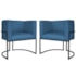 Kit 2 Poltronas Dália Luxo Moderna Estofada Design Sofisticado com Base de Ferro Preto Linho Azul Royal