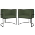 Kit 2 Poltronas Dália Luxo Moderna Estofada Design Sofisticado com Base de Ferro Preto Linho Verde