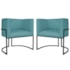 Kit 2 Poltronas Dália Luxo Moderna Estofada Design Sofisticado com Base de Ferro Preto Suede Azul Turquesa