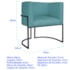 Kit 2 Poltronas Dália Luxo Moderna Estofada Design Sofisticado com Base de Ferro Preto Suede Azul Turquesa