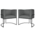 Kit 2 Poltronas Dália Luxo Moderna Estofada Design Sofisticado com Base de Ferro Preto Suede Cinza