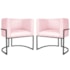 Kit 2 Poltronas Dália Luxo Moderna Estofada Design Sofisticado com Base de Ferro Preto Suede Rosa Bebê
