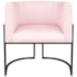 Kit 2 Poltronas Dália Luxo Moderna Estofada Design Sofisticado com Base de Ferro Preto Suede Rosa Bebê