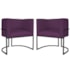 Kit 2 Poltronas Dália Luxo Moderna Estofada Design Sofisticado com Base de Ferro Preto Suede Roxo