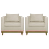 Kit 2 Poltronas Decorativa Europa Bouclé Bege - Amarena Móveis