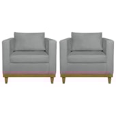 Kit 2 Poltronas Decorativa Europa Bouclé Cinza - Amarena Móveis
