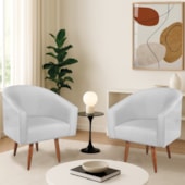 Kit 2 Poltronas Decorativa Jade Design Moderno Sala de Estar Quarto Escritório Confortável Luxo Pés Palito Bouclé Branco