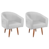 Kit 2 Poltronas Decorativa Jade Design Moderno Sala de Estar Quarto Escritório Confortável Luxo Pés Palito Bouclé Branco