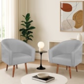 Kit 2 Poltronas Decorativa Jade Design Moderno Sala de Estar Quarto Escritório Confortável Luxo Pés Palito Bouclé Cinza