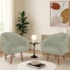 Kit 2 Poltronas Decorativa Jade Design Moderno Sala de Estar Quarto Escritório Confortável Luxo Pés Palito Bouclé Bege