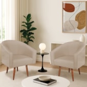 Kit 2 Poltronas Decorativa Jade Design Moderno Sala de Estar Quarto Escritório Confortável Luxo Pés Palito Linho Bege