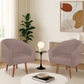 Kit 2 Poltronas Decorativa Jade Design Moderno Sala de Estar Quarto Escritório Confortável Luxo Pés Palito Linho Rosê