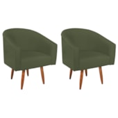 Kit 2 Poltronas Decorativa Jade Design Moderno Sala de Estar Quarto Escritório Confortável Luxo Pés Palito Linho Verde