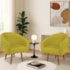 Kit 2 Poltronas Decorativa Jade Design Moderno Sala de Estar Quarto Escritório Confortável Luxo Pés Palito Suede Amarelo