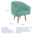 Kit 2 Poltronas Decorativa Jade Design Moderno Sala de Estar Quarto Escritório Confortável Luxo Pés Palito Suede Azul Ciano