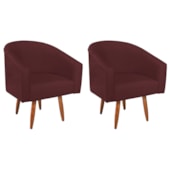 Kit 2 Poltronas Decorativa Jade Design Moderno Sala de Estar Quarto Escritório Confortável Luxo Pés Palito Suede Bordô