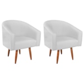 Kit 2 Poltronas Decorativa Jade Design Moderno Sala de Estar Quarto Escritório Confortável Luxo Pés Palito Suede Branco