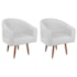Kit 2 Poltronas Decorativa Jade Design Moderno Sala de Estar Quarto Escritório Confortável Luxo Pés Palito Suede Branco