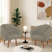 Kit 2 Poltronas Decorativa Jade Design Moderno Sala de Estar Quarto Escritório Confortável Luxo Pés Palito Suede Cappuccino