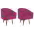 Kit 2 Poltronas Decorativa Jade Design Moderno Sala de Estar Quarto Escritório Confortável Luxo Pés Palito Suede Pink