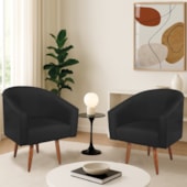 Kit 2 Poltronas Decorativa Jade Design Moderno Sala de Estar Quarto Escritório Confortável Luxo Pés Palito Suede Preto