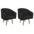 Kit 2 Poltronas Decorativa Jade Design Moderno Sala de Estar Quarto Escritório Confortável Luxo Pés Palito Suede Preto