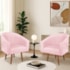 Kit 2 Poltronas Decorativa Jade Design Moderno Sala de Estar Quarto Escritório Confortável Luxo Pés Palito Suede Rosa Bebê