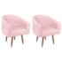 Kit 2 Poltronas Decorativa Jade Design Moderno Sala de Estar Quarto Escritório Confortável Luxo Pés Palito Suede Rosa Bebê