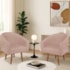 Kit 2 Poltronas Decorativa Jade Design Moderno Sala de Estar Quarto Escritório Confortável Luxo Pés Palito Suede Rosê