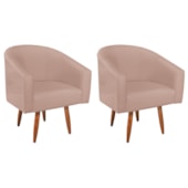 Kit 2 Poltronas Decorativa Jade Design Moderno Sala de Estar Quarto Escritório Confortável Luxo Pés Palito Suede Rosê